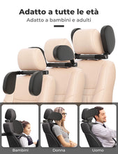 Carica l'immagine nel visualizzatore di Gallery, oasser Poggiatesta Auto Bambini e Adulti 360° Regolabile Supporto per Collo e Testa CA1 Nero