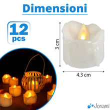 Carica l'immagine nel visualizzatore di Gallery, Jonami Candele LED Sfarfallio Senza Fiamma 12pcs Candela Elettrica a Batteria Luci Decorazione per Halloween Natale – Lu