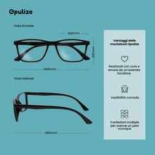 Carica l'immagine nel visualizzatore di Gallery, OPULIZE NYX Occhiali luce blu donna e uomo - Occhiali per computer Antibagliore Protezione UV - Rettangolare - Nero