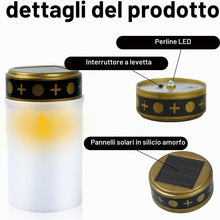 Carica l'immagine nel visualizzatore di Gallery, 2pcs Lampada tombale LEDsolare, sacrificale con funzione solare, Candele senza fiamma impermeabili, Candele cimitero per