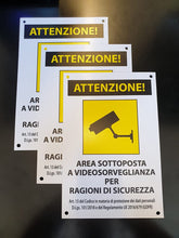Carica l'immagine nel visualizzatore di Gallery, SPACE - 3 Cartelli area videosorvegliata per ragioni di sicurezza 20cm x 30cm in PVC - GDPR 2020 - Cartelli videosorvegl