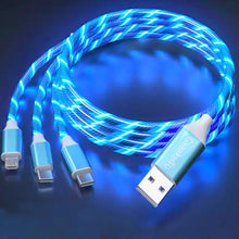 Carica l'immagine nel visualizzatore di Gallery, Cavo di ricarica 3 in 1 Ricarica rapida, LED Caricabatterie multi telefono Android Cavo USB C Cavo micro USB da 3 piedi 