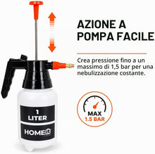 Carica l'immagine nel visualizzatore di Gallery, HOME It® Spruzzatore manuale 1L con pompa – Ugello regolabile – Serbatoio resistente ai raggi UV – Per irrigazione, diserbo, cura del giardino – Bianco/Nero/Arancione