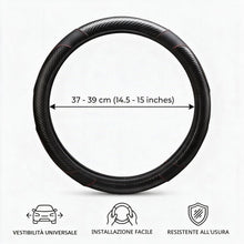 Carica l'immagine nel visualizzatore di Gallery, Coprivolante Auto Universale Nero Antiscivolo Sportivo