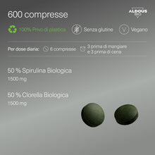 Carica l'immagine nel visualizzatore di Gallery, Spirulina e Clorella Bio 1800mg - 600 Compresse (+3 Mesi)
