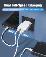 Carica l'immagine nel visualizzatore di Gallery, Caricabatterie USB 5V 1A 2Porte USB C + A Spina di Alimentazione Presa di Ricarica Caricatore per iPhone, Sam sung Telef