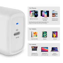 Carica l'immagine nel visualizzatore di Gallery, Amazon Basics Caricatore da parete con 1 porta, USB C ,da 20 W, non-GaN, spina del europea, Bianco, 2.76 x 8.3 x 4.39 cm