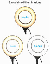 Carica l'immagine nel visualizzatore di Gallery, QWORK® Supporto per Telefono con Anello Luminoso, Telefono Morsetto per Montaggio su scrivania, per Streaming Live, Regi