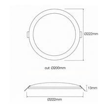 Carica l'immagine nel visualizzatore di Gallery, JANDEI – Confezione da 6 faretti LED da incasso rotondi, 18W, 1500 lumen, extrapiatti 13 mm, foro di montaggio Ø200-205 