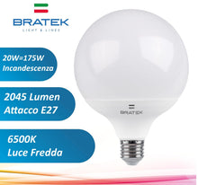 Carica l'immagine nel visualizzatore di Gallery, Bratek 1 Lampadina Led E27 Luce Fredda 6500k 20w 2045 Lumen