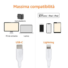 Carica l'immagine nel visualizzatore di Gallery, Amazon Basics Cavo USB-2.0 da tipo C a Lightning (certificato MFi), 0.9 m, Bianco