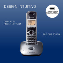Carica l'immagine nel visualizzatore di Gallery, Panasonic KX-TG2511JTM Telefono Cordless Digitale, Unità Base e Ricevitore Singolo, Vivavoce, Audio Nitido, ID Chiamante