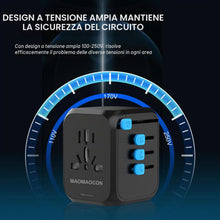 Carica l'immagine nel visualizzatore di Gallery, MAOMAOCON Adattatore da viaggio universale da viaggio con PD20 W, 2 USB, 1 presa USB C e 1 AC, adattatore universale per