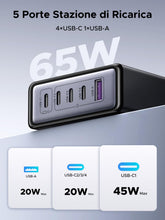 Carica l'immagine nel visualizzatore di Gallery, UGREEN Zapix 65W Caricatore USB C Multiplo Stazione di Ricarica GaN