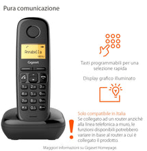 Carica l'immagine nel visualizzatore di Gallery, Gigaset A270 Telefono Cordless con Vivavoce, Display Grafico, Nero