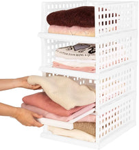 Carica l'immagine nel visualizzatore di Gallery, Compactor SLIDER Organizer Armadio con Cassettino Estraibile, Set da 4 Scaffali Modulabili Regolabili in Plastica BPA Free per Vestiti, Armadi, Bagno, Bianco, Taglia Maxi (34 x 45 x 18 cm)