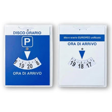 Carica l'immagine nel visualizzatore di Gallery, Disco Orario per Auto x2 - Parchimetro per Sosta Parcheggio Automobile e Moto - Disco Orario con Busta Protettiva, Adesi