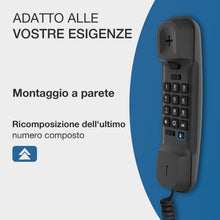 Carica l'immagine nel visualizzatore di Gallery, Alcatel T06 NERO Telefono fisso, ultra compatto ideale per spazi limitati, installabile a muro, Tasto di richiamata