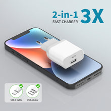 Carica l'immagine nel visualizzatore di Gallery, 2Pcs Caricatore USB C, Presa 20W Replacement for iPhone 16 15 14 13 12 11 Pro Max SE XS XR 8 7 6S Plus Mini SE,Galaxy, A