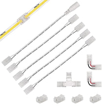 Carica l'immagine nel visualizzatore di Gallery, COB LED Strisce Connettori per 2pin 8mm Striscia COB, 4 Connettori Intermedi Trasparenti, 2 a forma di L, 1 a Forma di T