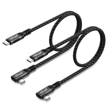 Carica l'immagine nel visualizzatore di Gallery, OTraki Cavo USB C Corto 20cm 2 Pezzi, 240W Angolo 90 Gradi USB C a USB C Cavo 5A PD Cable di Ricarica Veloce Type C con 