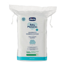 Carica l'immagine nel visualizzatore di Gallery, Chicco Baby Moments Quadrotti Morbido Cotone, Pulisce Delicatamente e Accarezza Morbidamente, Baby Skin, Bianco, 60 Pezz