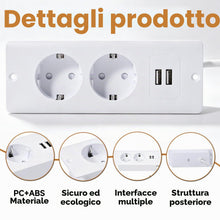 Carica l'immagine nel visualizzatore di Gallery, Multipresa da Tavolo a Scomparsa, Presa da Incasso con 2 Prese e 2 USB, Cavo da 1,5 m, per Piano di Lavoro, Tavolo da Co