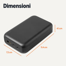 Carica l'immagine nel visualizzatore di Gallery, Amazon Basics Power Bank Portatile ad Alta Capacità con 3 Porte di Ricarica, 20000mAh, Colore Nero