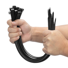Carica l'immagine nel visualizzatore di Gallery, XINGO 100 Pezzi LungheFascette Plastica per Cablaggio Nero, 500mm x 9mm, Resistenza Alla Trazione 80 kg, Fascette per ca