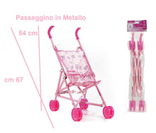 Carica l'immagine nel visualizzatore di Gallery, Passeggino per Bambole con Cappottina Pieghevole Metallo Plastica Carrozzina Richiudibile per Bambine Giocattoli Bimbe P