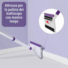 Carica l'immagine nel visualizzatore di Gallery, Pulitore per pareti e battiscopa, strumento di pulizia per battiscopa con manico lungo 144,8 cm, mocio per pareti con 5 panni riutilizzabili e spazzola con setole per soffitto, pavimento, finestra