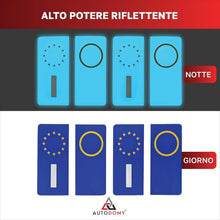 Carica l'immagine nel visualizzatore di Gallery, Autodomy Adesivi Targa Auto Kit da 4 Pezzi | Adesivo Copri Targa è Riflettente 45 x 98 mm | Adesivi Targhe Auto e Moto I