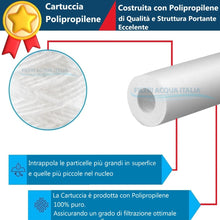 Carica l'immagine nel visualizzatore di Gallery, FILTRIACQUAITALIA Cartuccia Filtro A SEDIMENTI 10 Pollici Micron 5 per OSMOSI INVERSA DEPURATORE Acqua Set 3 Pezzi