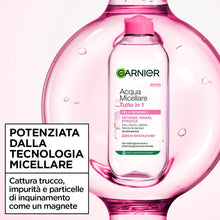 Carica l'immagine nel visualizzatore di Gallery, Garnier SkinActive Acqua Micellare Tutto in 1, Per Pelli Sensibili, 100% del Trucco Rimosso, Pelle Detersa e Idratata pe