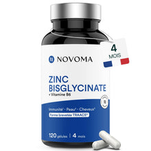 Carica l'immagine nel visualizzatore di Gallery, NOVOMA Zinco Bisglicinato 15mg TRAACS®, Con Vitamina B6 Bio-Attiva, Zinco Alto Assorbimento, Integratore Antiossidante p