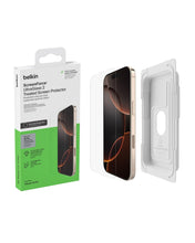 Carica l'immagine nel visualizzatore di Gallery, Belkin ScreenForce UltraGlass 2 Pellicola Vetro per iPhone 16 Pro, antigraffio, con durezza di 9H, sottile, include un s