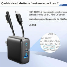 Carica l'immagine nel visualizzatore di Gallery, Cavo di ricarica USB-C Surface, 2.0m nylon intrecciato, 45W (15V/3A) compatibile PD, per Microsoft Surface Pro 3/4/5/6/7