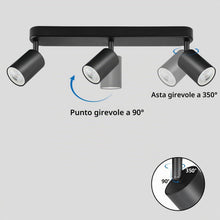 Carica l'immagine nel visualizzatore di Gallery, Faretti da Soffitto Orientabili, GU10 Faretti LED da Soffitto Nero, Lampada Soffitto 3 Luci Moderni, Faretto da Parete I