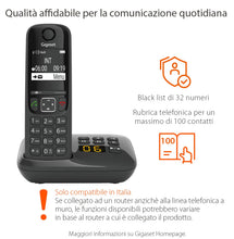 Carica l'immagine nel visualizzatore di Gallery, Gigaset AS690A Telefono Portatile con Segreteria, Display Illuminato, Nero