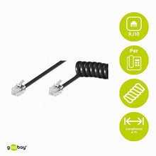 Carica l'immagine nel visualizzatore di Gallery, Good Connections Rj10 Telefonh?rerkabel 4m Spiralkabel Stecker/stecker Schwarz