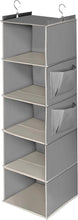 Carica l'immagine nel visualizzatore di Gallery, Cozary Organizer Armadio da Appendere 5 Ripiani, Organizzatore Armadio Pieghevole, Organizer da Appendere con Ganci in Metallo, per Camera da Letto- Grigio