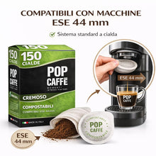 Carica l'immagine nel visualizzatore di Gallery, POP Caffè Cialde ESE 44 Compostabili – 150 Cialde Caffè Miscela Rossa Cremosa, Espresso Intenso, Compatibili con Macchin