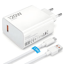 Carica l'immagine nel visualizzatore di Gallery, Caricabatterie 120W per Xiaomi 14T Pro 13T / 12T Pro con 1.5 m Cavo USB C