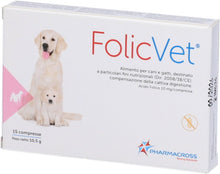 Carica l'immagine nel visualizzatore di Gallery, FolicVet Acido Folico per Cani e Gatti, Vitamina B9, 15 Compresse