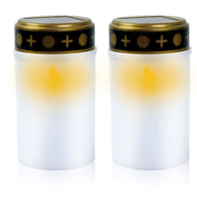 Carica l'immagine nel visualizzatore di Gallery, 2pcs Lampada tombale LEDsolare, sacrificale con funzione solare, Candele senza fiamma impermeabili, Candele cimitero per