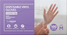 Carica l'immagine nel visualizzatore di Gallery, by Amazon, Guanti Monouso in Vinile, Senza Polvere, Senza lattice, Taglia M, Confezione da 100