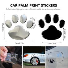Carica l'immagine nel visualizzatore di Gallery, 8 Pcs 3D Cromato Impronta Zampa Cane Adesivi Auto Esterni Emblema Decorativo per Auto, Moto e Scooter (Argento, Nero)
