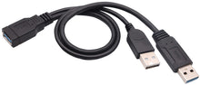 Carica l'immagine nel visualizzatore di Gallery, USB 3.0 A Femmina a Doppio USB 3.0 A Maschio+USB 2.0 A Maschio Extra Power Ricarica e Trasferimento Dati Doppio USB Y Sp