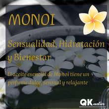 Carica l'immagine nel visualizzatore di Gallery, QKnatur - Olio da massaggio MONOI - 200ml - BIO - Con ingredienti naturali. Per massaggi corpo rilassanti. Aroma delicat