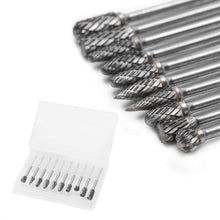 Carica l'immagine nel visualizzatore di Gallery, Mesee 10Pz Fresas Rotativas in Carburo di Tungsteno, Set di Lime Fresa a Doppia Taglio con Gambo da 3mm Frese Rotanti Di